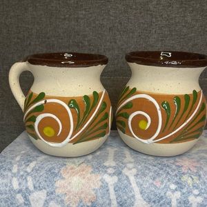 Authentic Mexican ceramic mugs set of 2 had made- jarritos de barro cafeteros